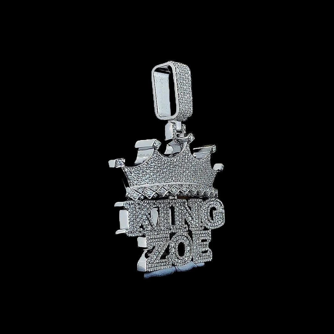 King Zoe Sovereignty Moissanite Crown Pendant in 925 Sterling Silver Right Profile View