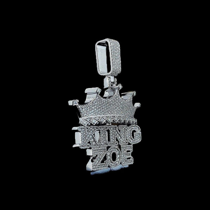 King Zoe Sovereignty Moissanite Crown Pendant in 925 Sterling Silver Right Profile View