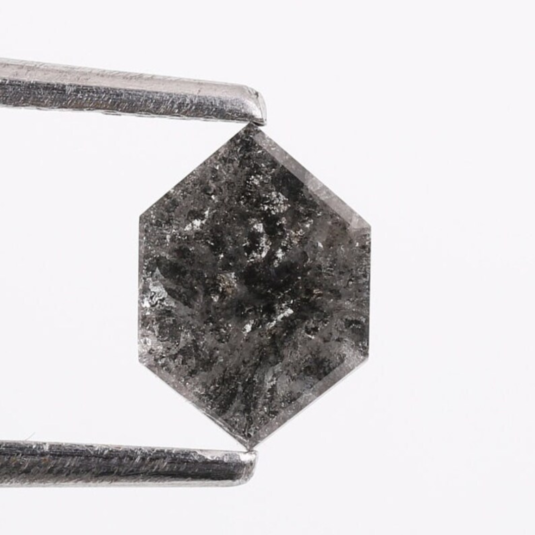 Natural Salt and Pepper 1.70 CT Hexagon Loose Diamond