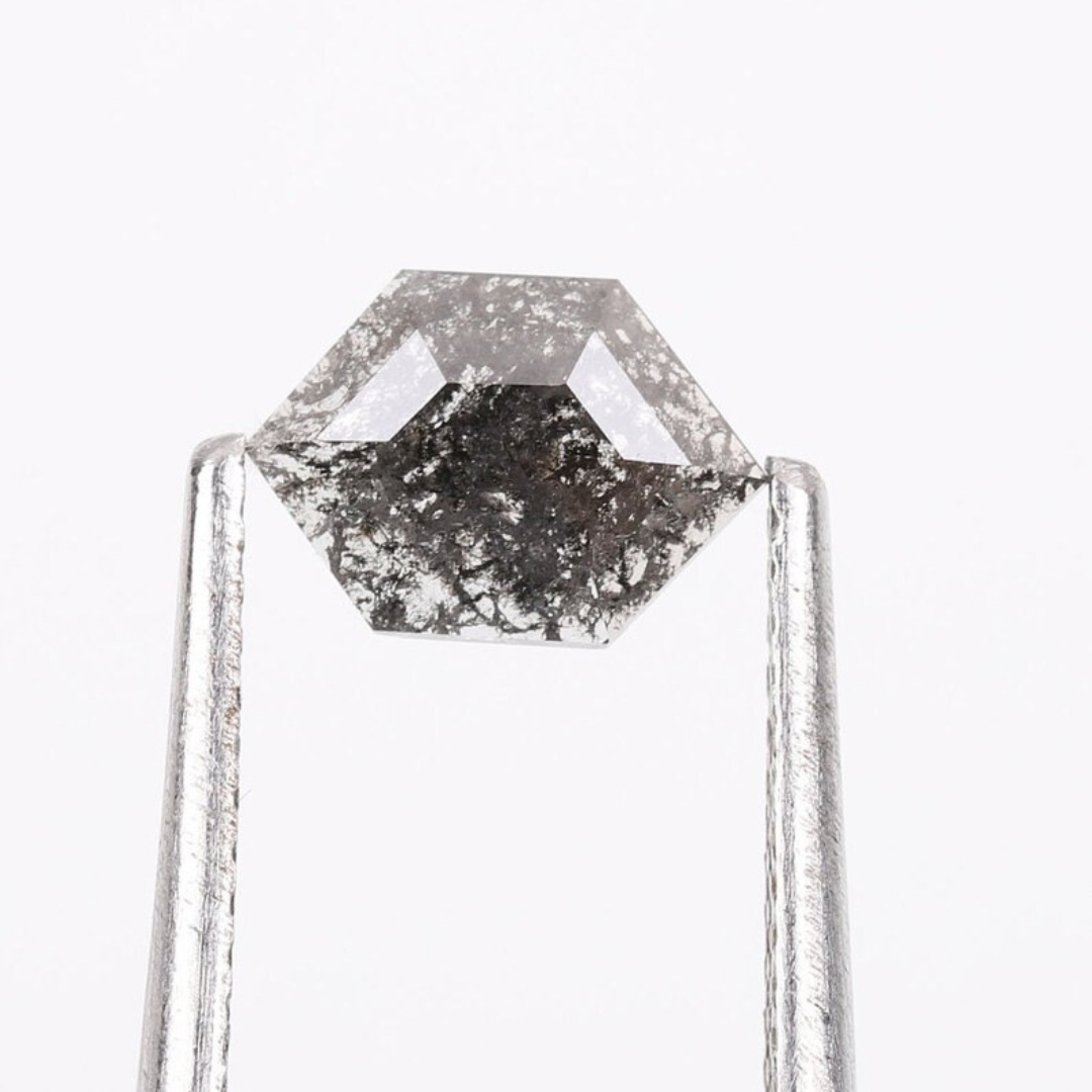 Natural Salt and Pepper 1.70 CT Hexagon Loose Diamond