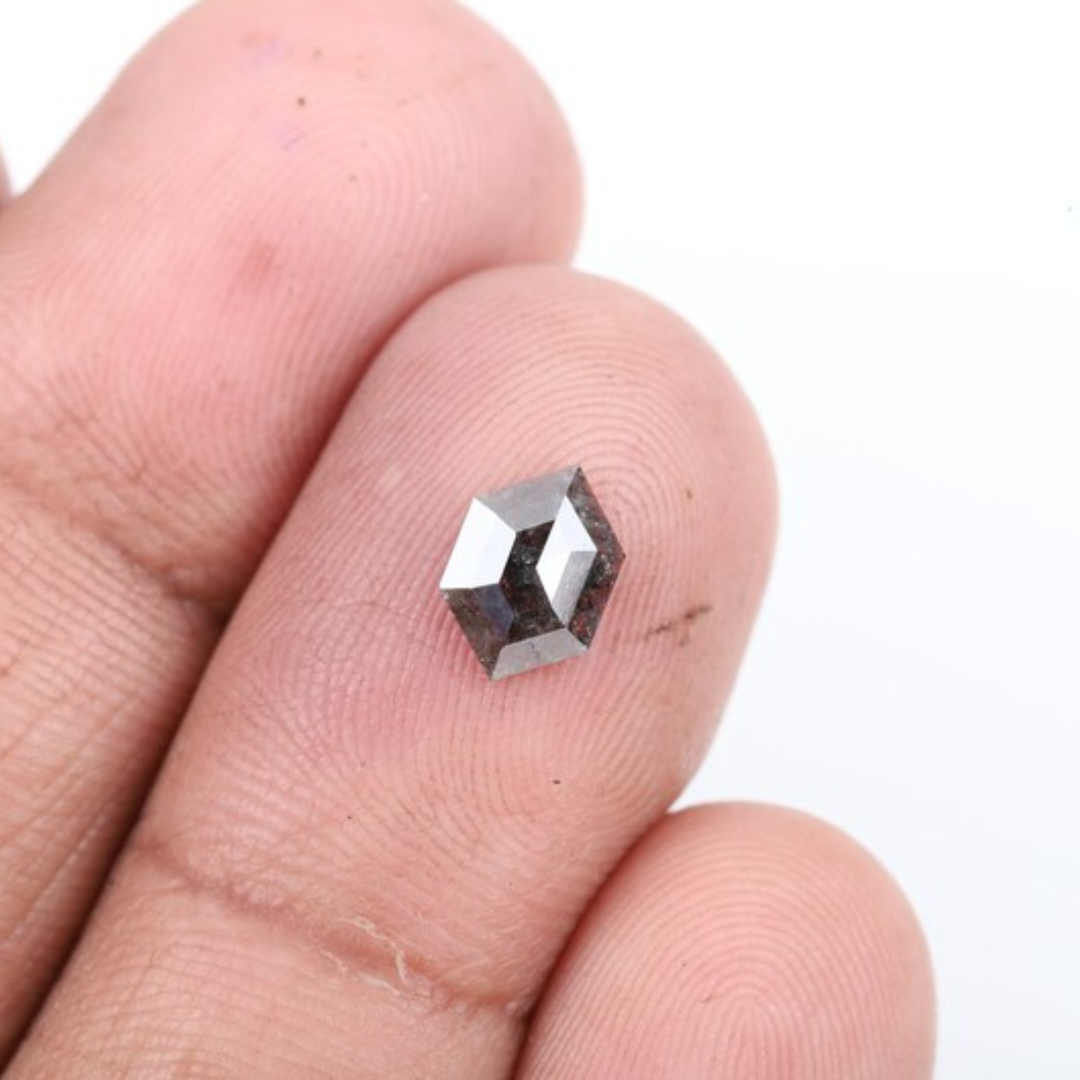 Natural Salt and Pepper 1.70 CT Hexagon Loose Diamond