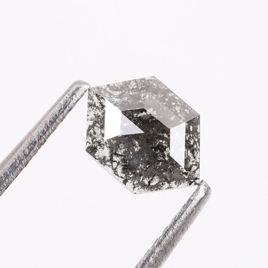 Natural Salt and Pepper 1.70 CT Hexagon Loose Diamond