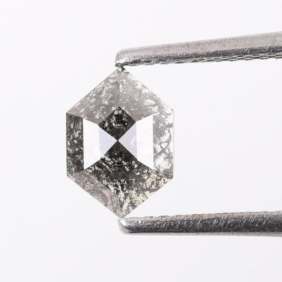 Natural Salt and Pepper 1.70 CT Hexagon Loose Diamond