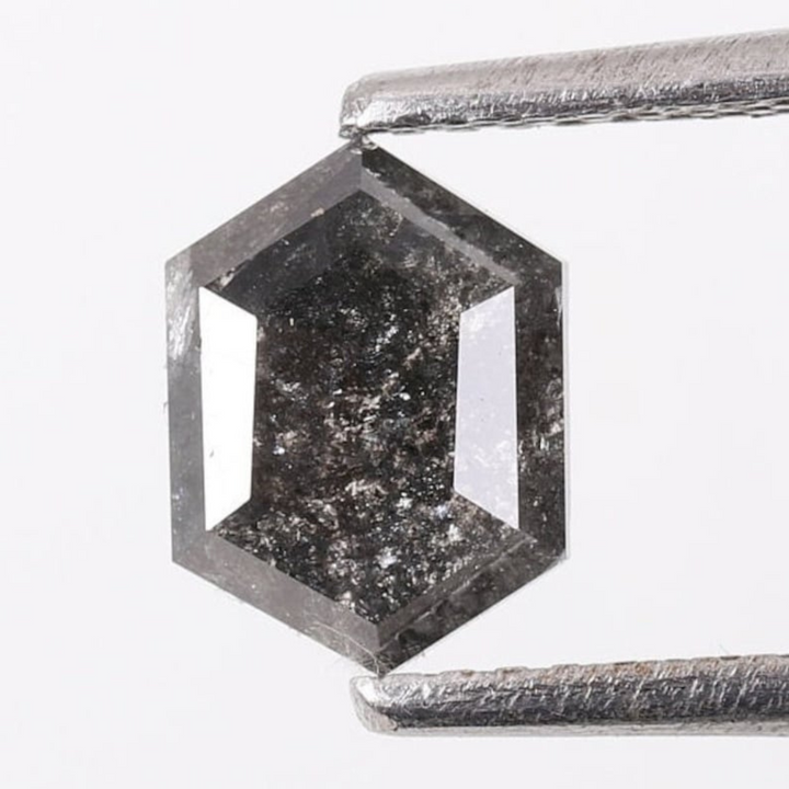 Natural Salt and Pepper 4.70 CT Hexagon Loose Diamond
