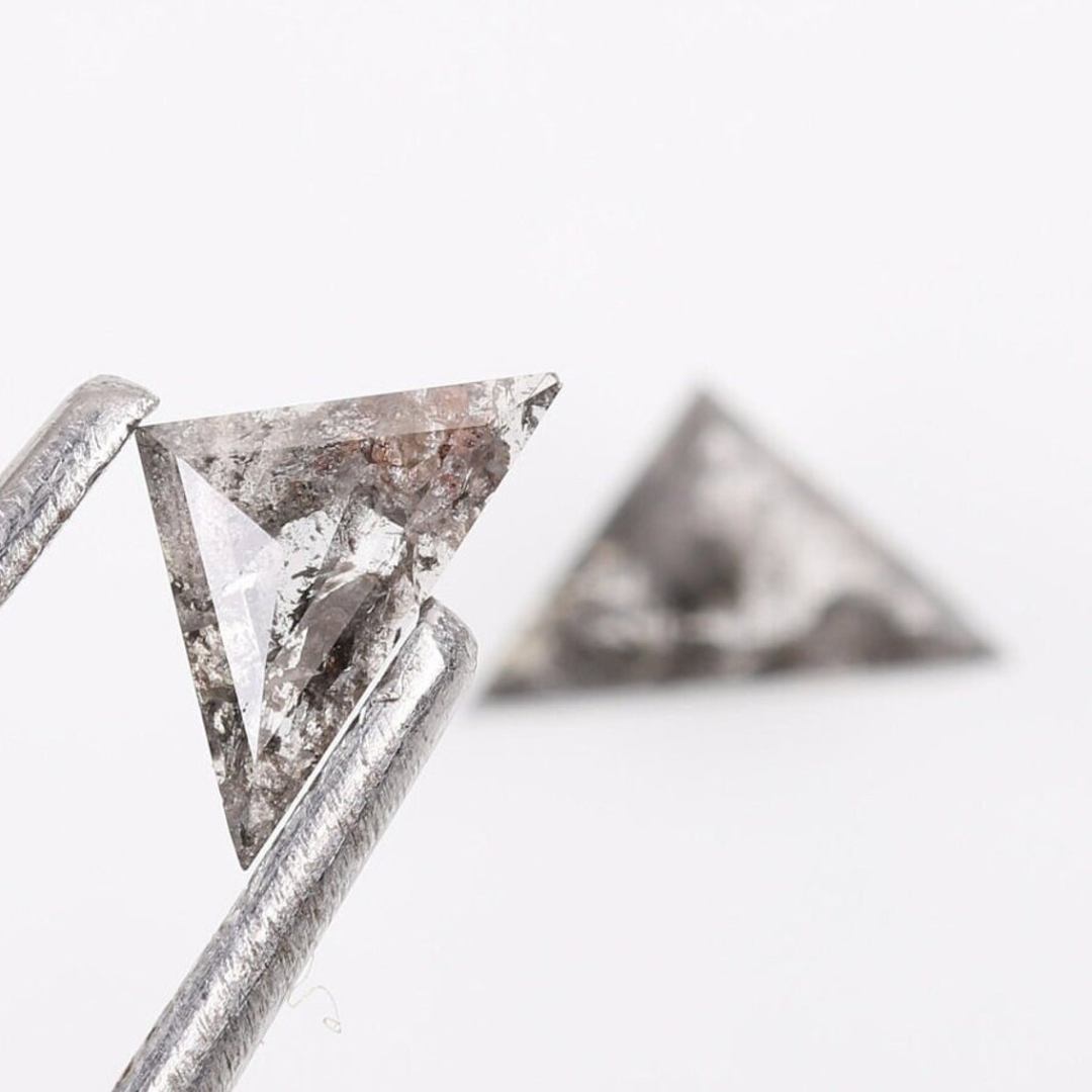 Natural Salt and Pepper 3.80 CT Triangle Loose Diamond