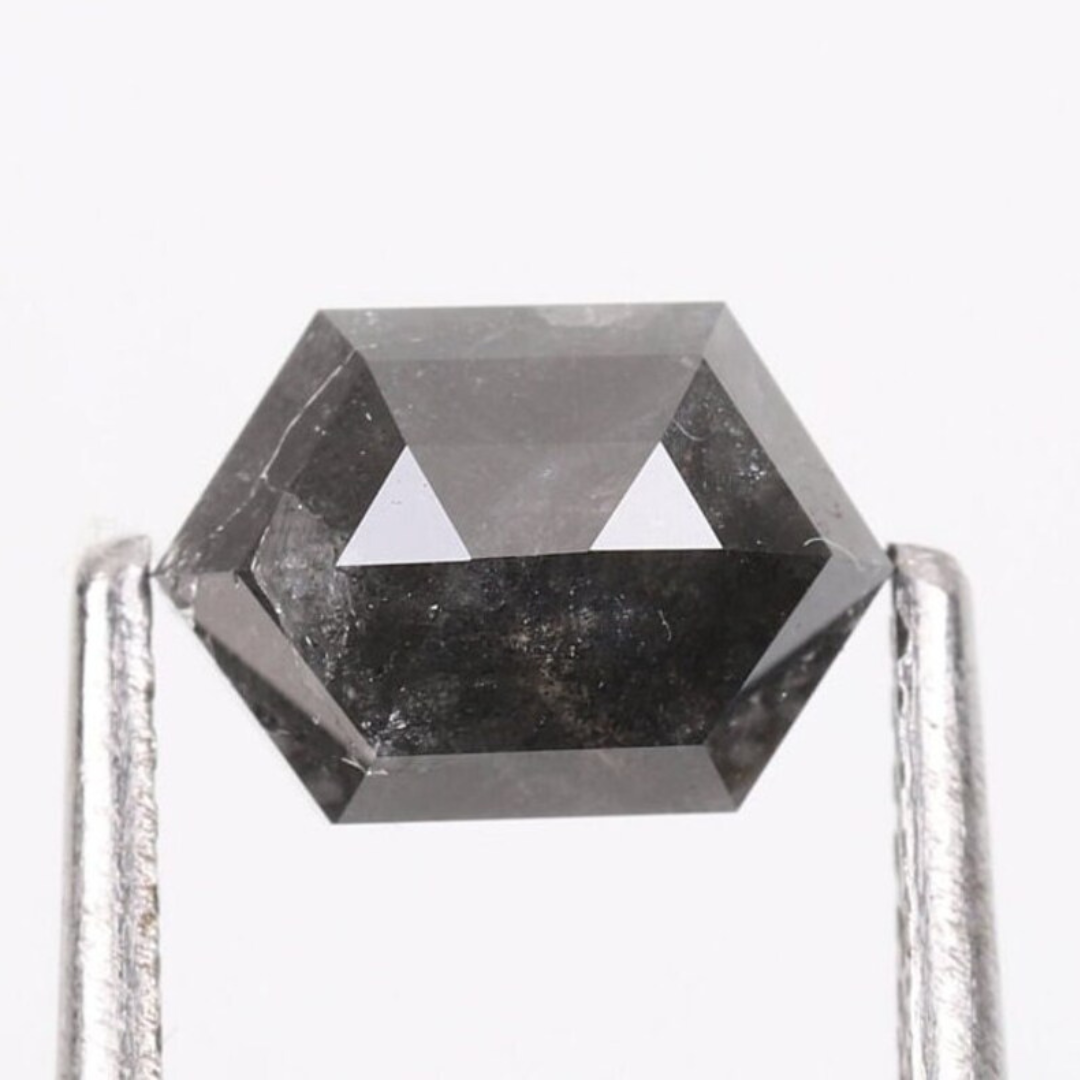 Natural Salt and Pepper 3.35 CT Hexagon Loose Diamond