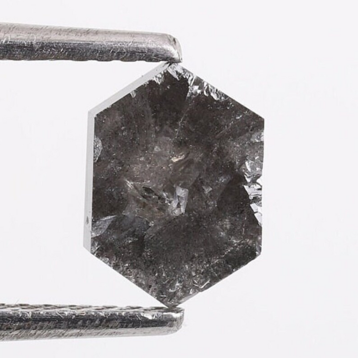 Natural Salt and Pepper 3.35 CT Hexagon Loose Diamond