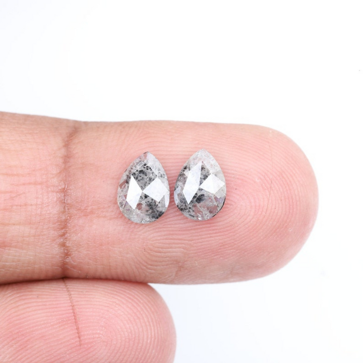 Natural Salt and Pepper 1.90 CT Pear Loose Diamond