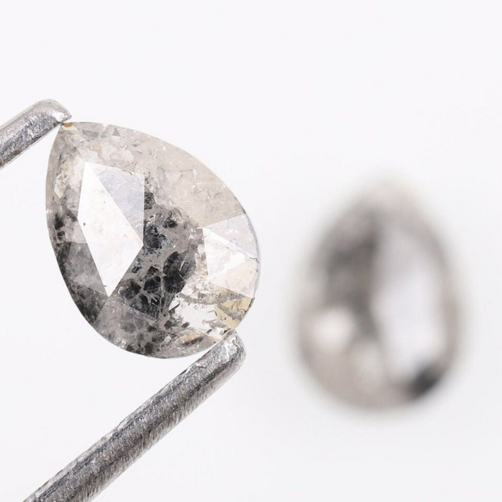 Natural Salt and Pepper 1.90 CT Pear Loose Diamond