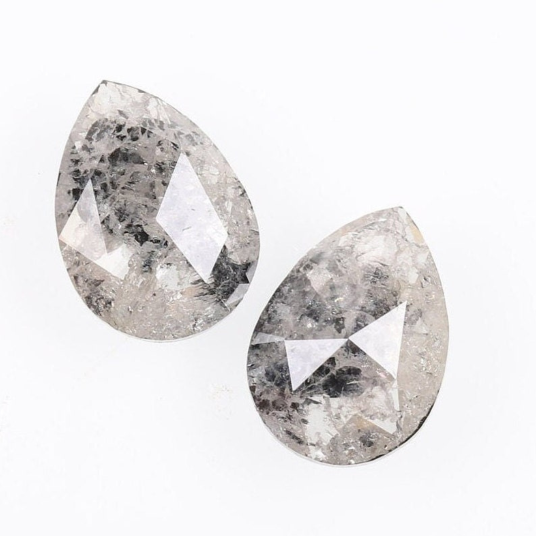 Natural Salt and Pepper 1.90 CT Pear Loose Diamond