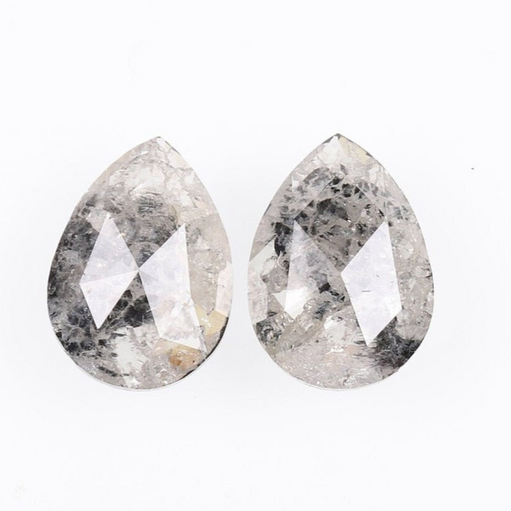 Natural Salt and Pepper 1.90 CT Pear Loose Diamond