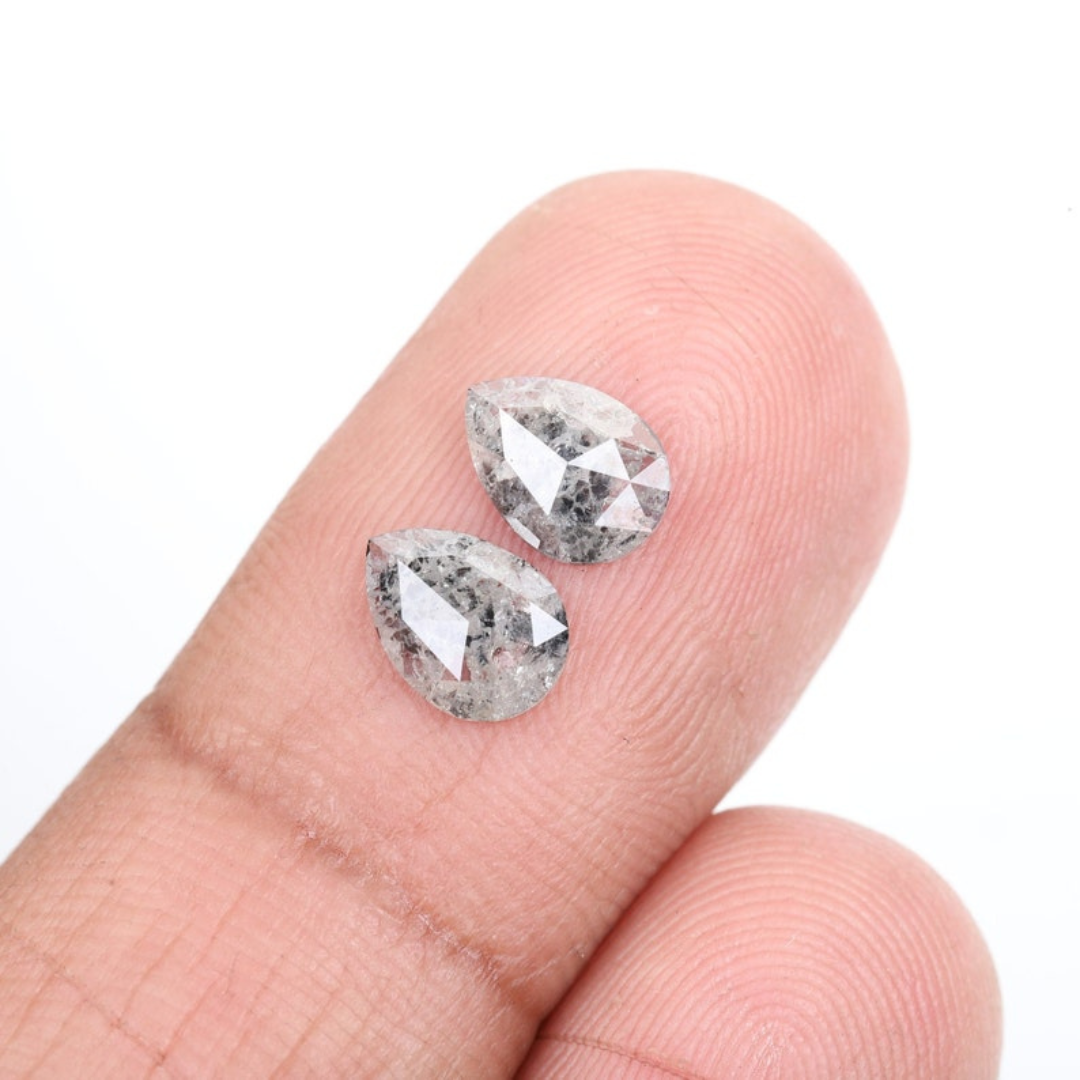 Natural Salt and Pepper 1.90 CT Pear Loose Diamond