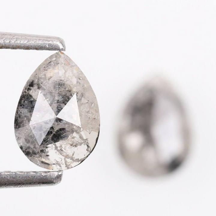 Natural Salt and Pepper 1.90 CT Pear Loose Diamond