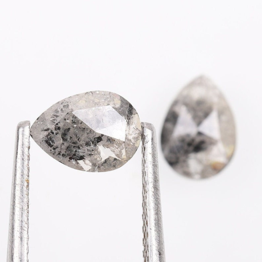 Natural Salt and Pepper 1.90 CT Pear Loose Diamond