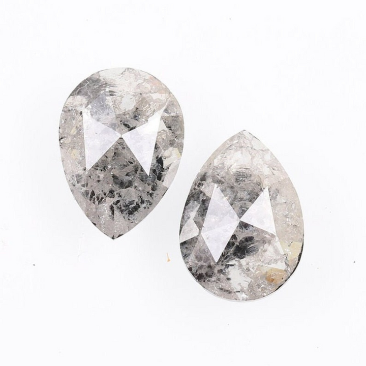 Natural Salt and Pepper 1.90 CT Pear Loose Diamond