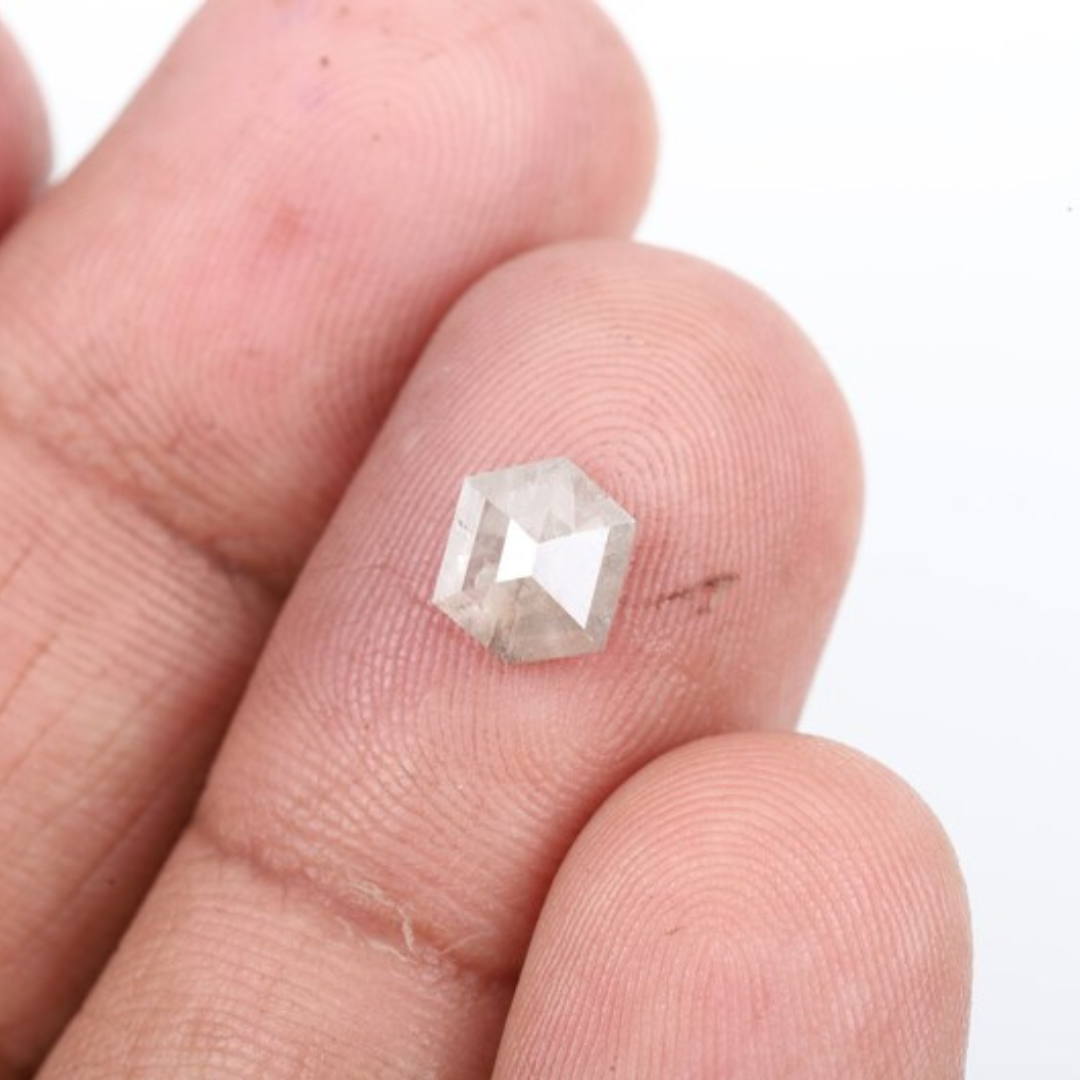 Natural Salt and Pepper 2.70 CT Hexagon Loose Diamond