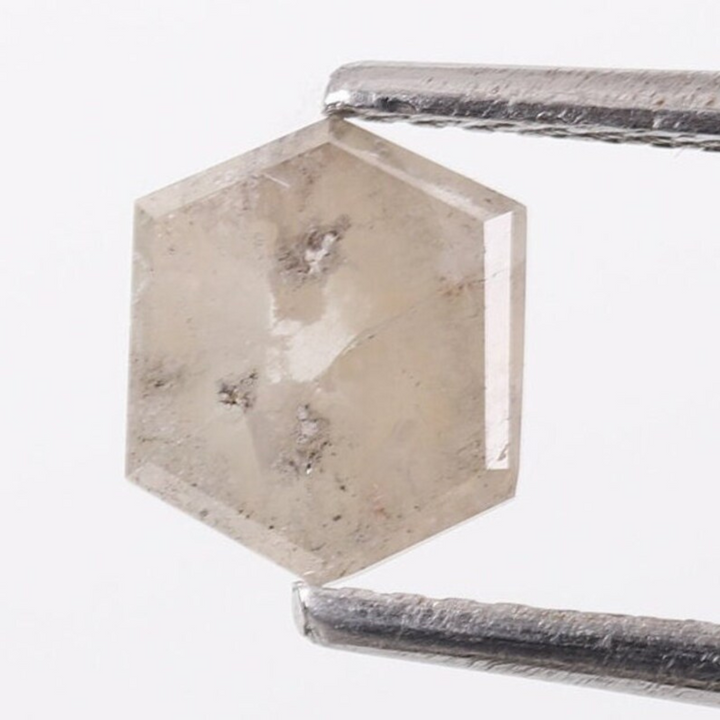 Natural Salt and Pepper 2.70 CT Hexagon Gray Loose Diamond