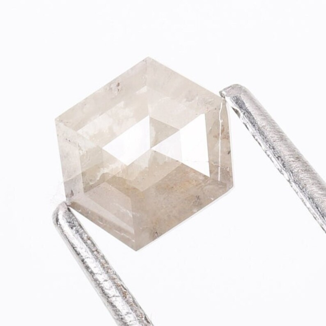 Natural Salt and Pepper 2.70 CT Hexagon Loose Diamond