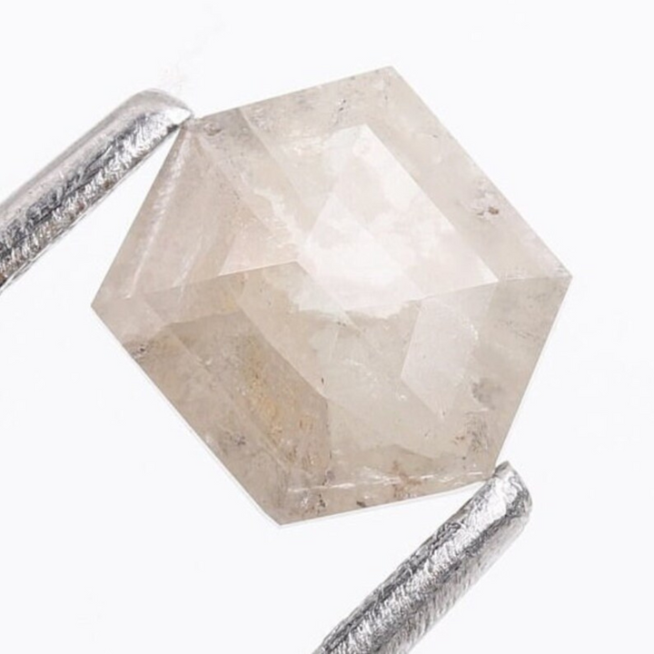 Natural Salt and Pepper 2.70 CT Hexagon Gray Loose Diamond