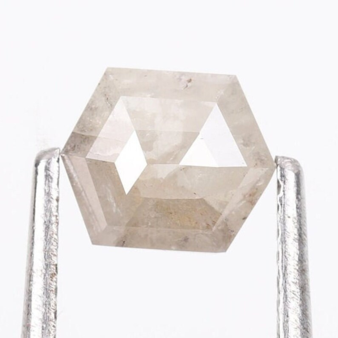 Natural Salt and Pepper 2.70 CT Hexagon Loose Diamond