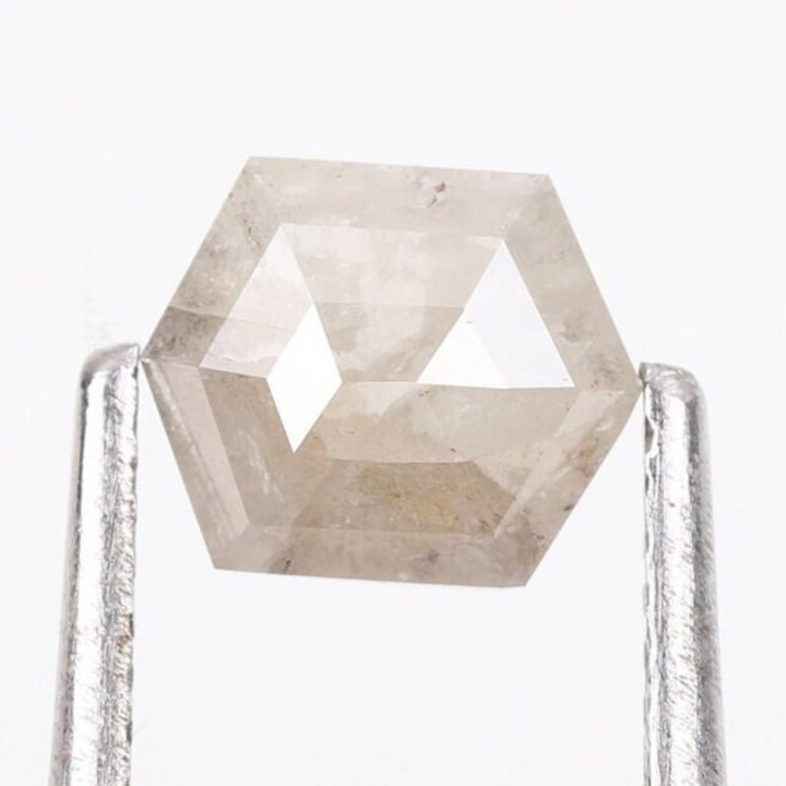 Natural Salt and Pepper 2.70 CT Hexagon Gray Loose Diamond