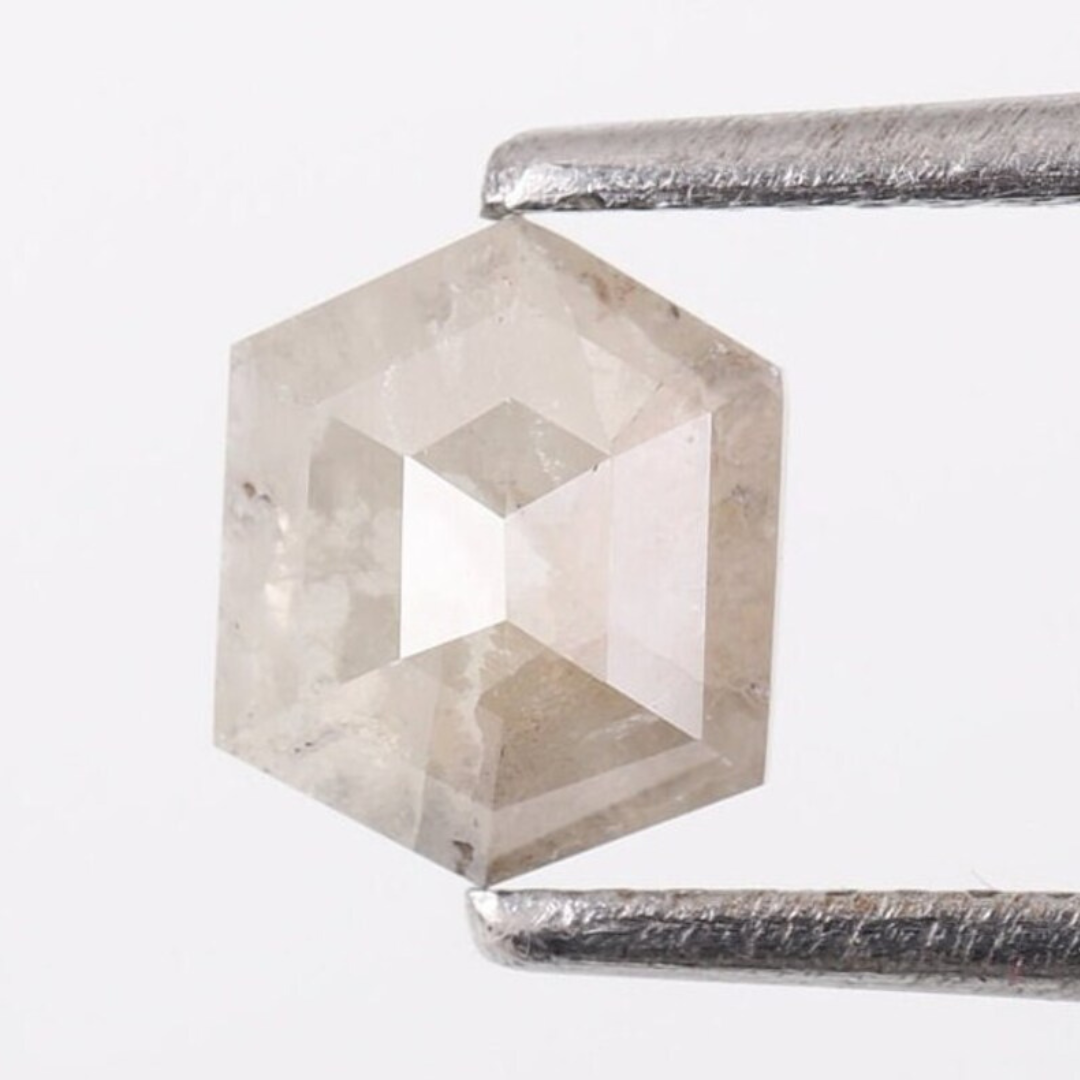 Natural Salt and Pepper 2.70 CT Hexagon Loose Diamond