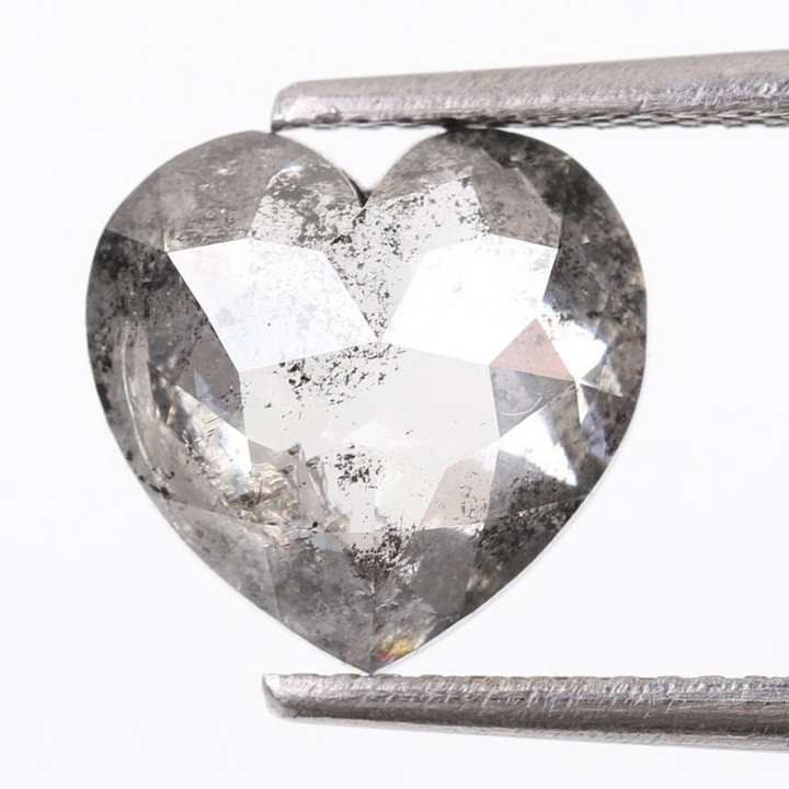 Natural Salt and Pepper 4.80 CT Heart Loose Diamond