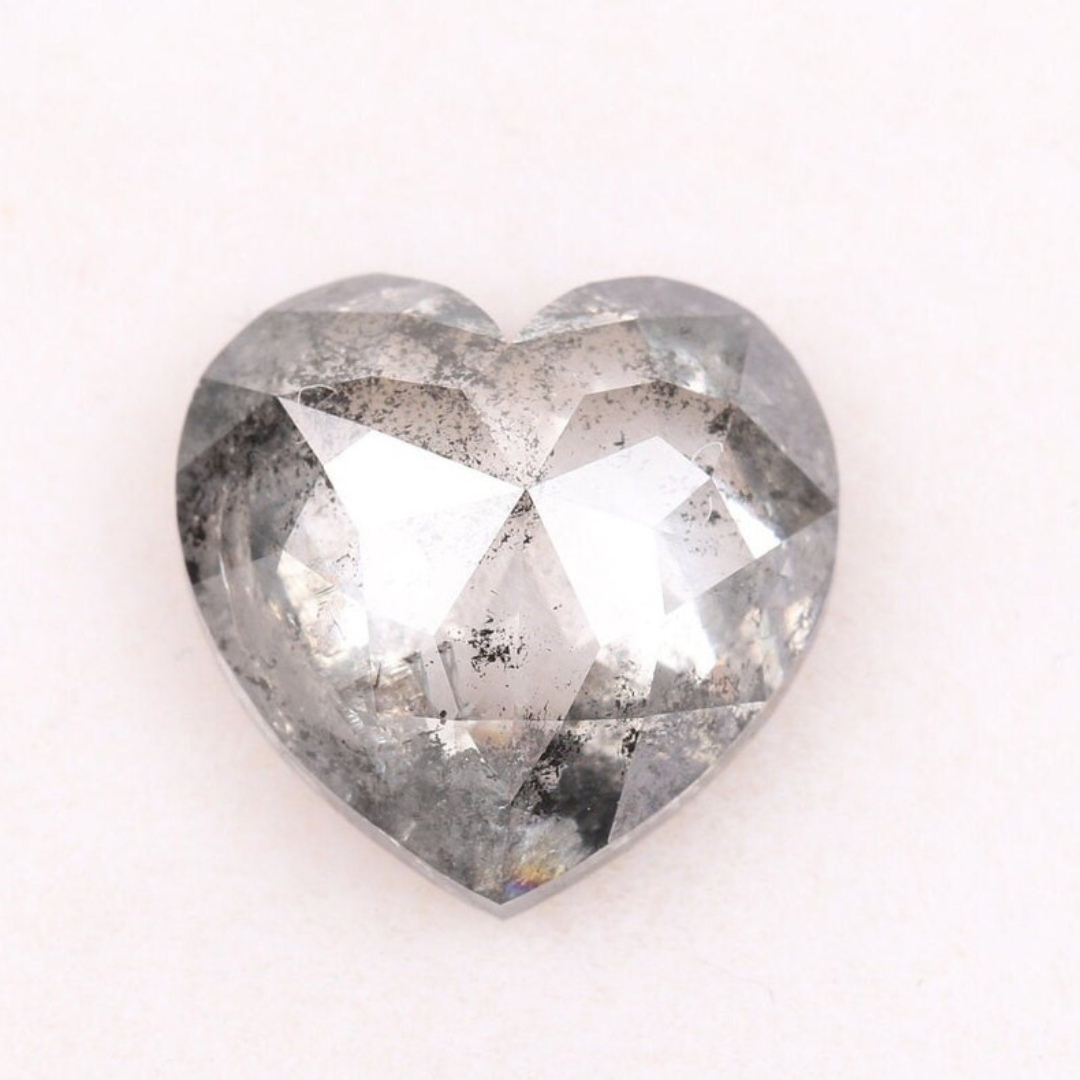 Natural Salt and Pepper 4.80 CT Heart Loose Diamond