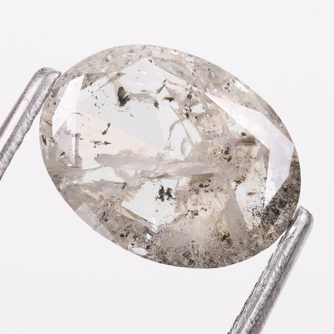 Natural Salt and Pepper 1.80 CT Oval Loose Diamond