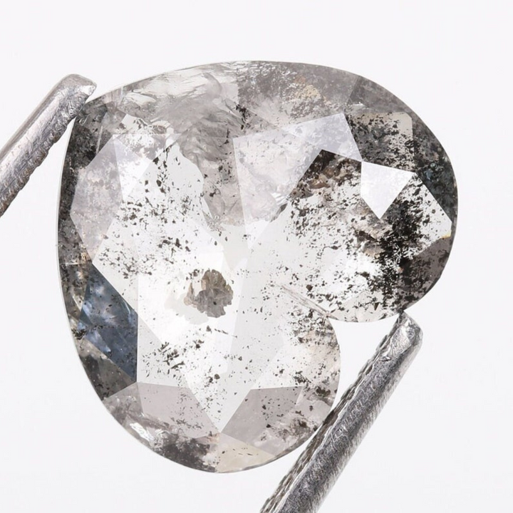 Natural Salt and Pepper 1.35 CT Heart Loose Diamond