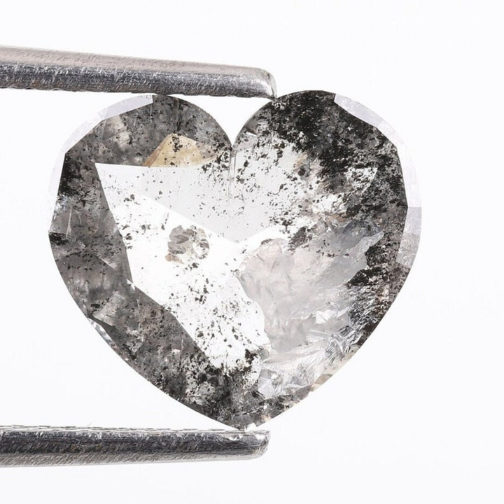 Natural Salt and Pepper 1.35 CT Heart Loose Diamond