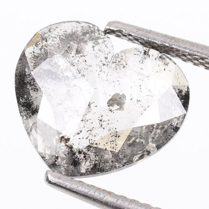 Natural Salt and Pepper 1.35 CT Heart Loose Diamond