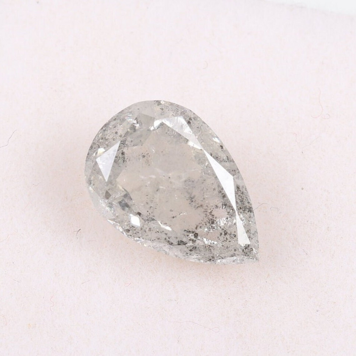 Natural Salt and Pepper 4.90 CT Pear Loose Diamond