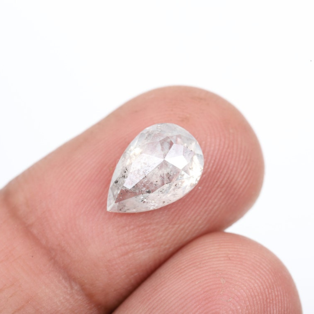 Natural Salt and Pepper 4.90 CT Pear Loose Diamond