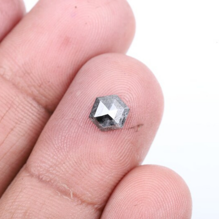 Natural Salt and Pepper 2.70 CT Hexagon Loose Diamond