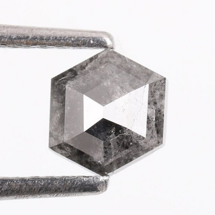 Natural Salt and Pepper 2.70 CT Hexagon Loose Diamond