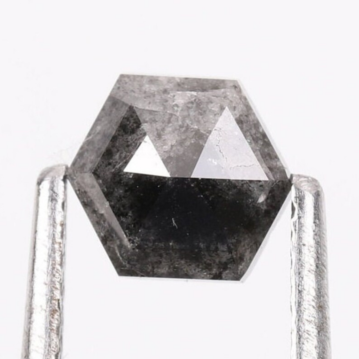 Natural Salt and Pepper 2.70 CT Hexagon Loose Diamond