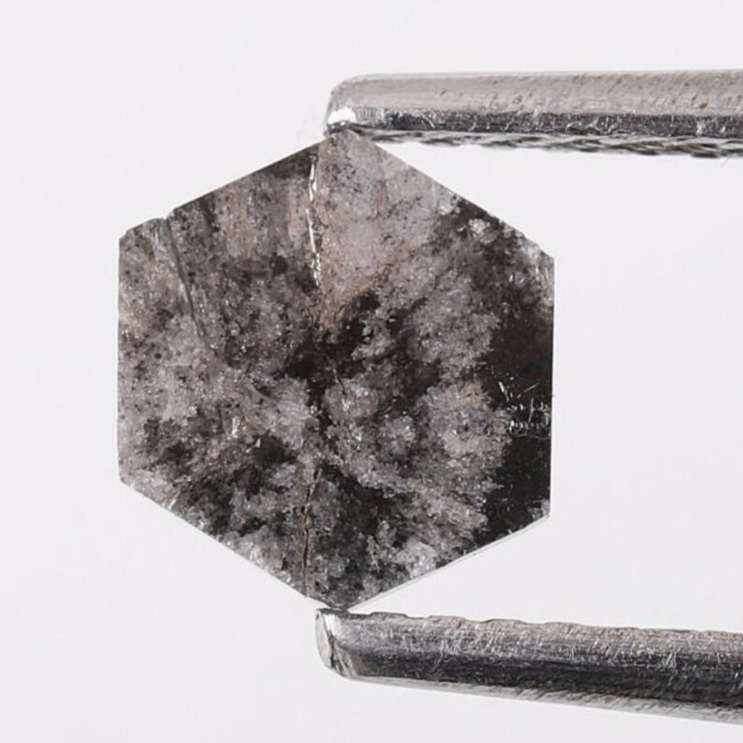 Natural Salt and Pepper 2.70 CT Hexagon Loose Diamond