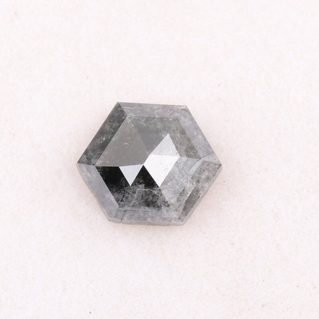 Natural Salt and Pepper 2.70 CT Hexagon Loose Diamond