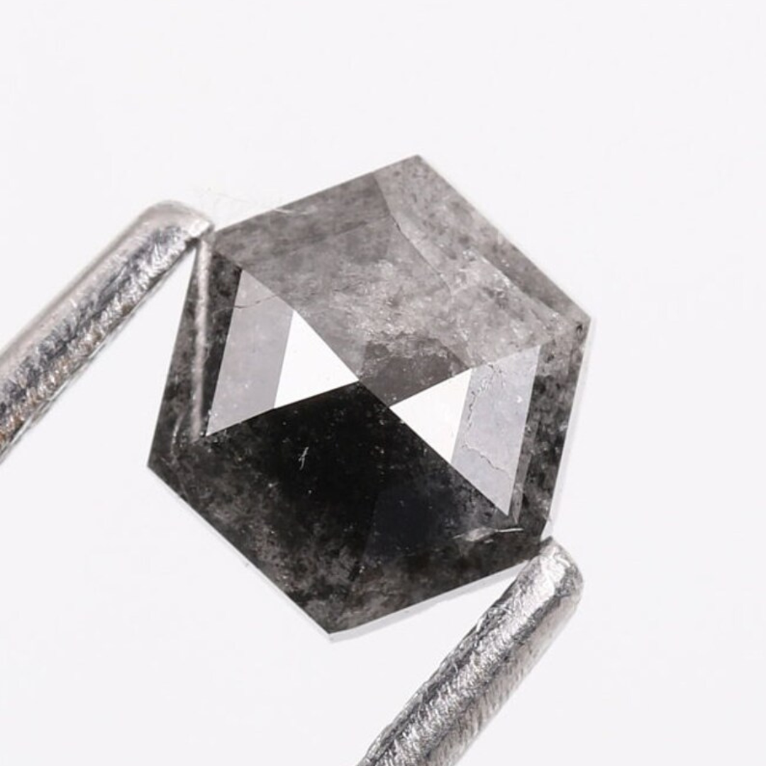 Natural Salt and Pepper 2.70 CT Hexagon Loose Diamond