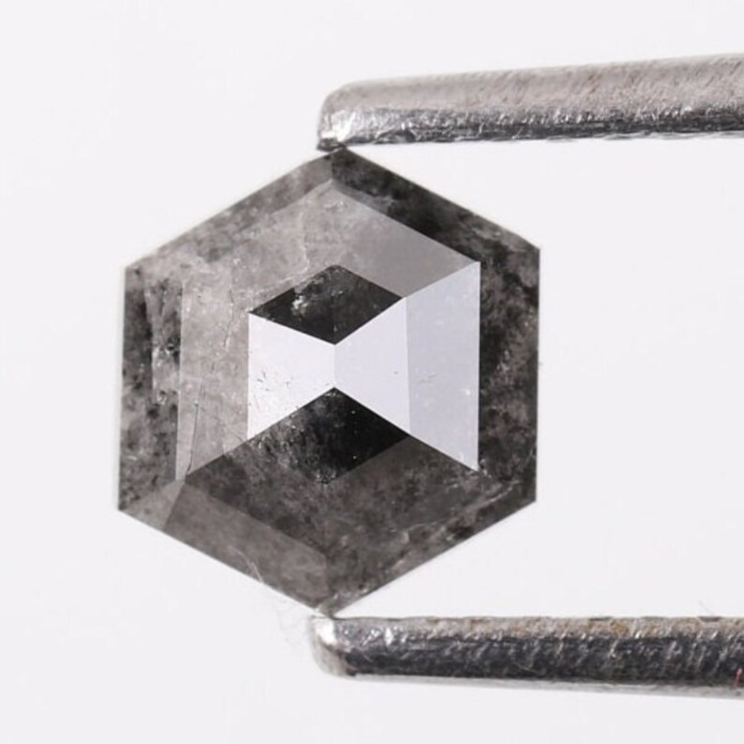 Natural Salt and Pepper 2.70 CT Hexagon Loose Diamond