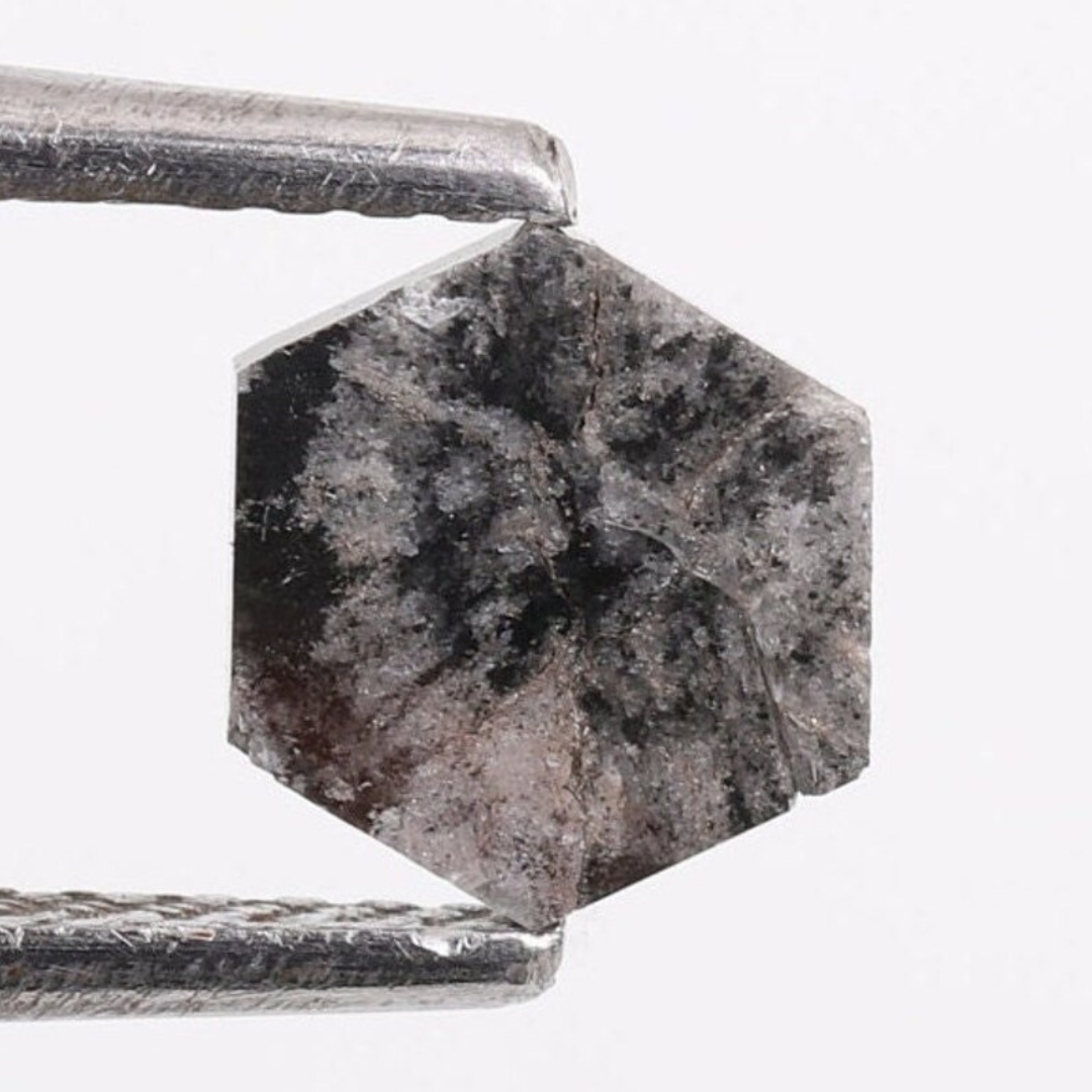 Natural Salt and Pepper 2.70 CT Hexagon Loose Diamond