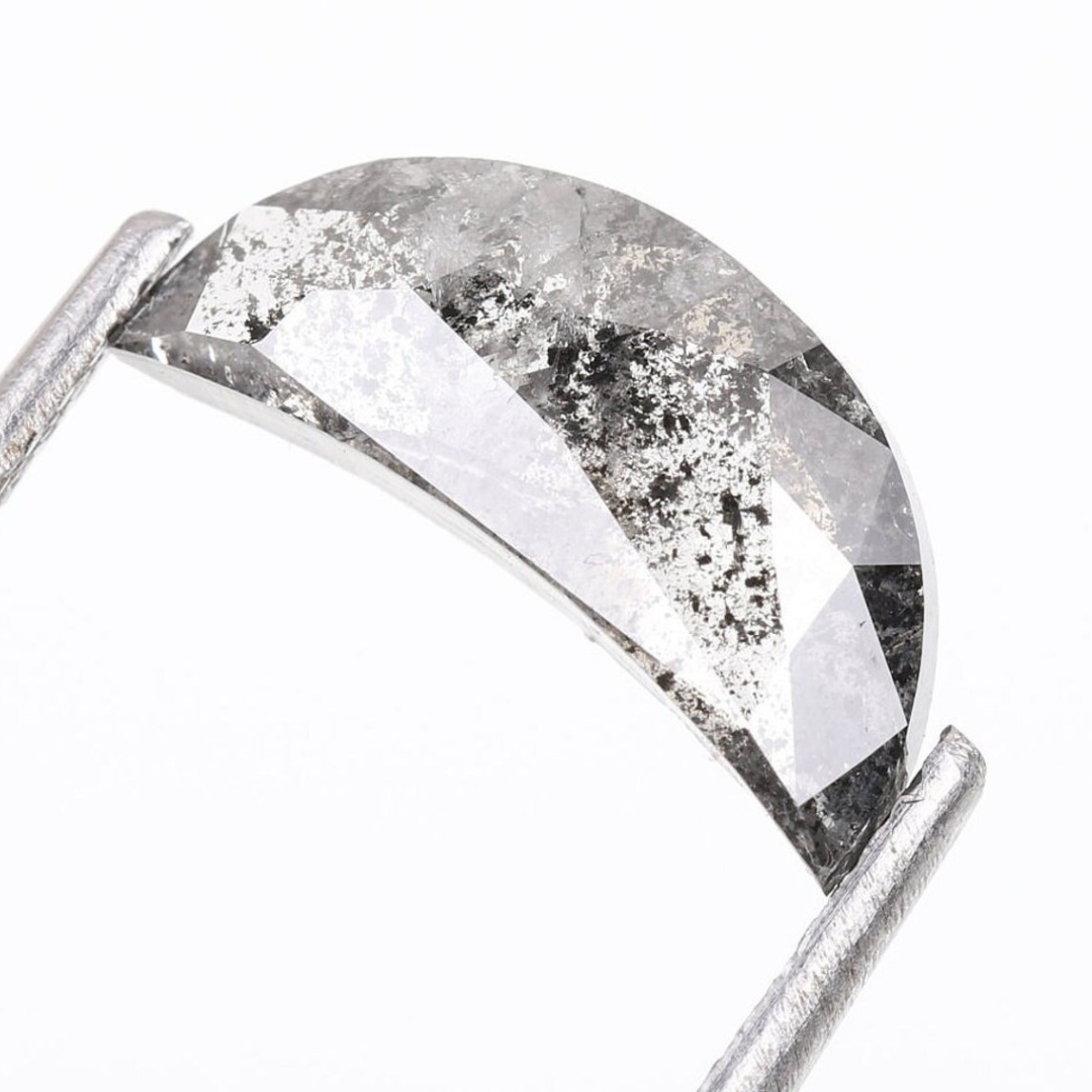 Natural Salt and Pepper 1.35 CT Half-Moon Loose Diamond