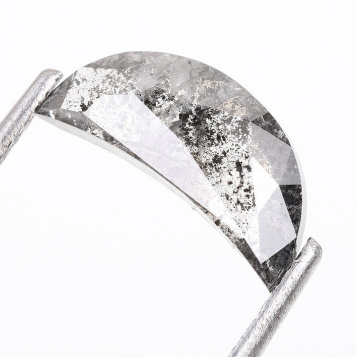 Natural Salt and Pepper 1.35 CT Half-Moon Loose Diamond