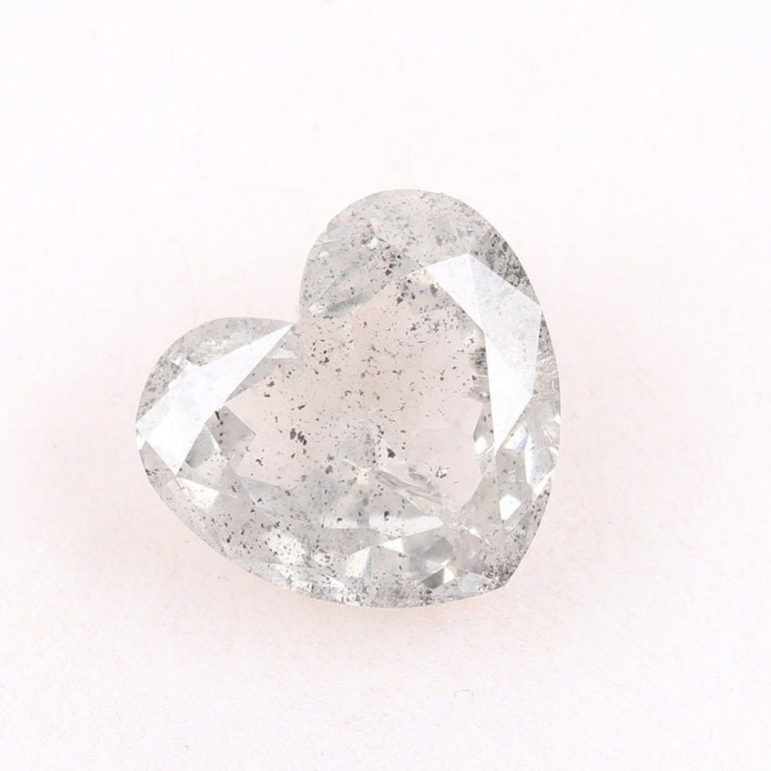 Natural Salt and Pepper 3.80 CT Heart Loose Diamond
