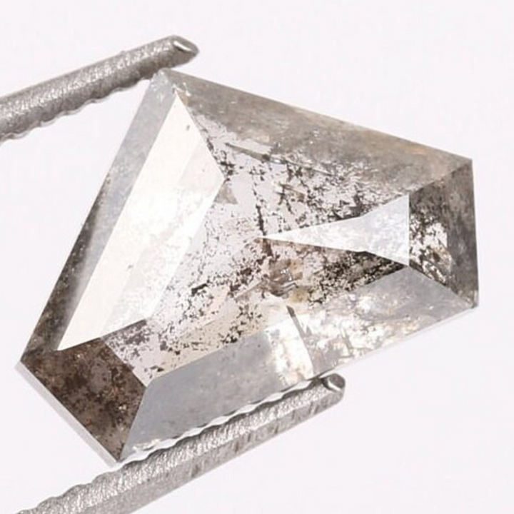 Natural Salt and Pepper 3.35 CT Pentagon Loose Diamond