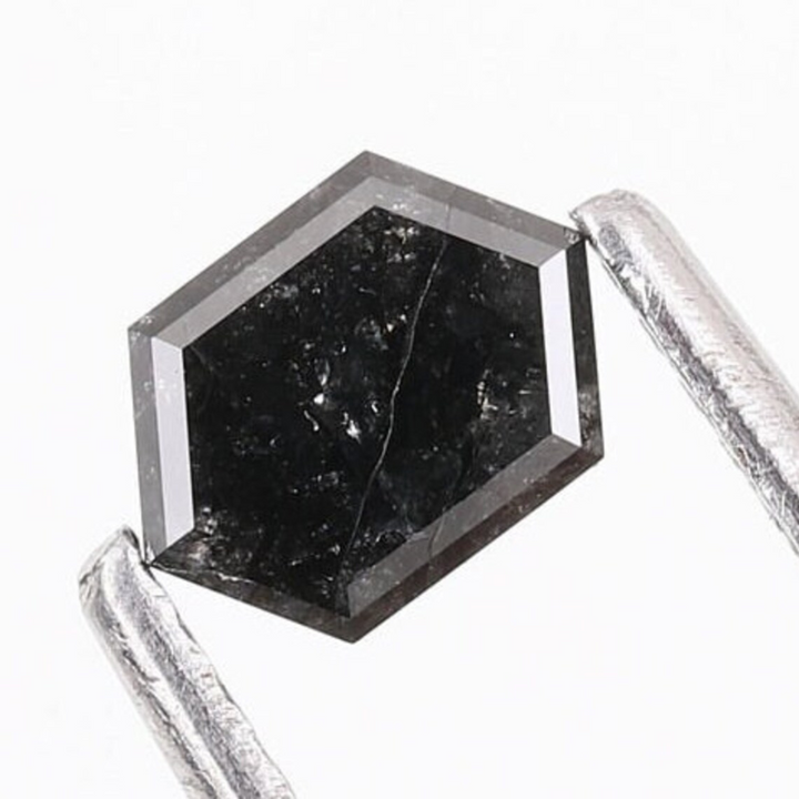 Natural Salt and Pepper 4.90 CT Hexagon Loose Diamond