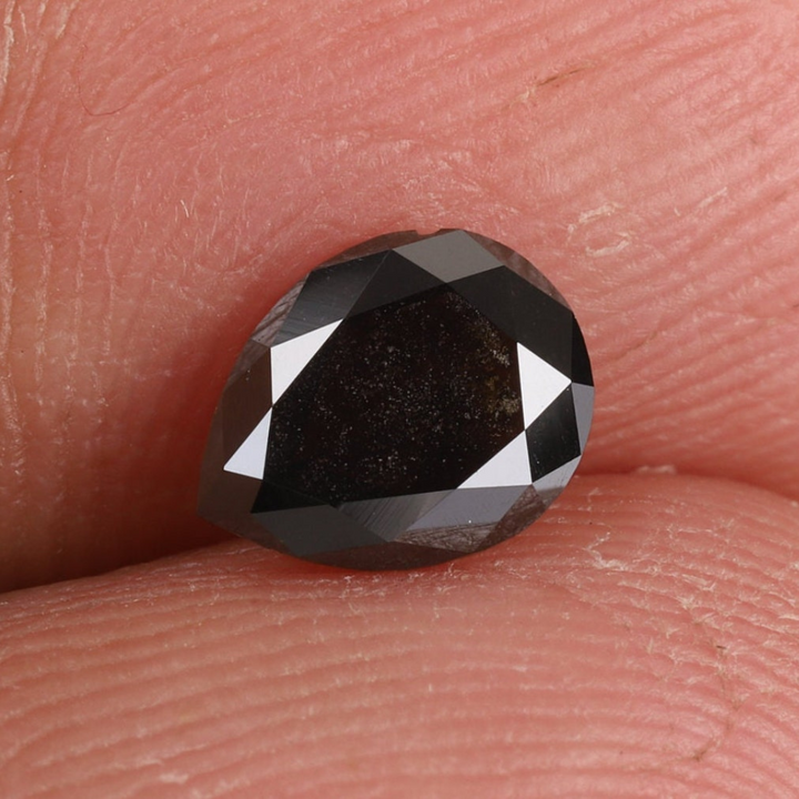 Natural Salt and Pepper 1.35 CT Pear Black Loose Diamond