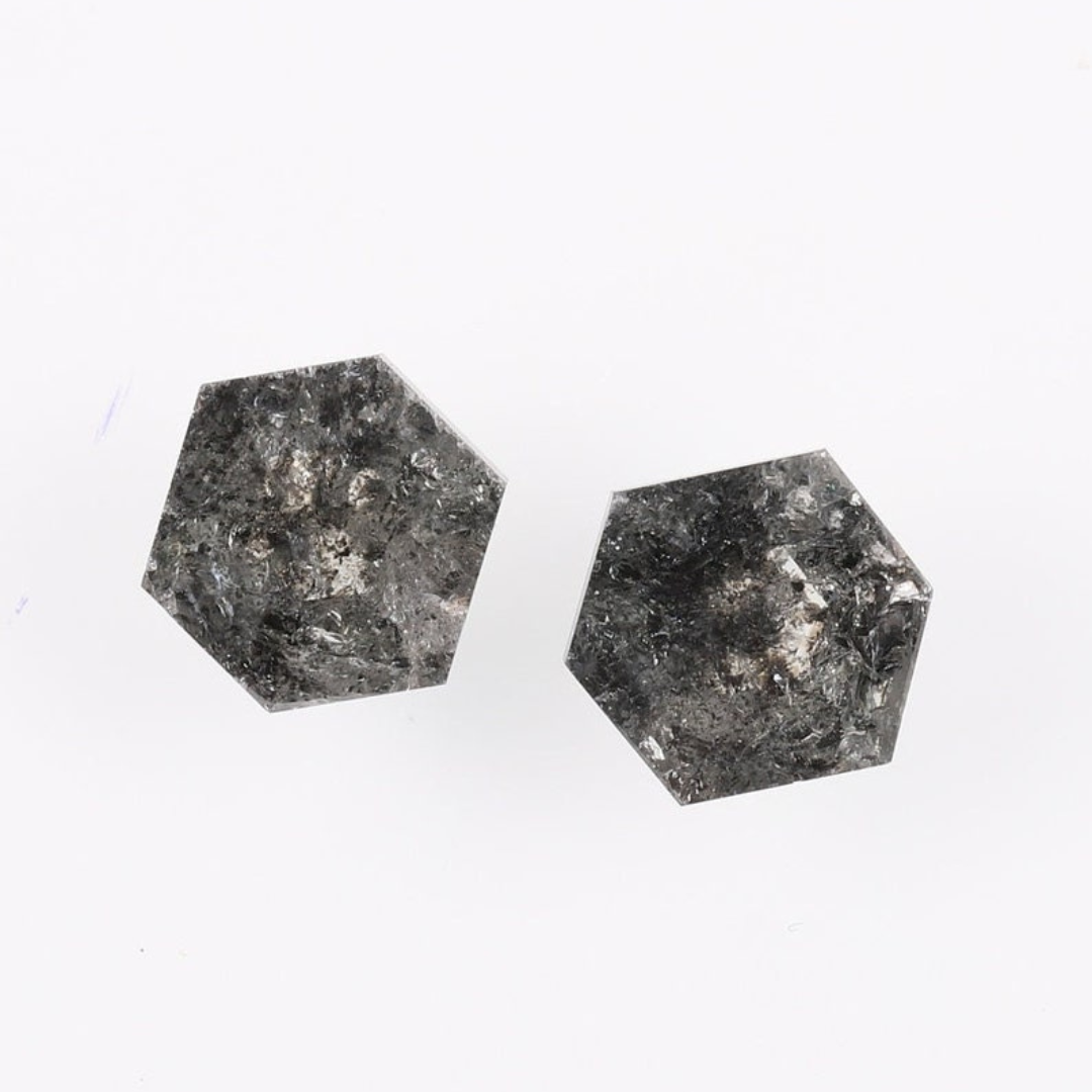 Natural Salt and Pepper 2.70 CT Hexagon Loose Diamond