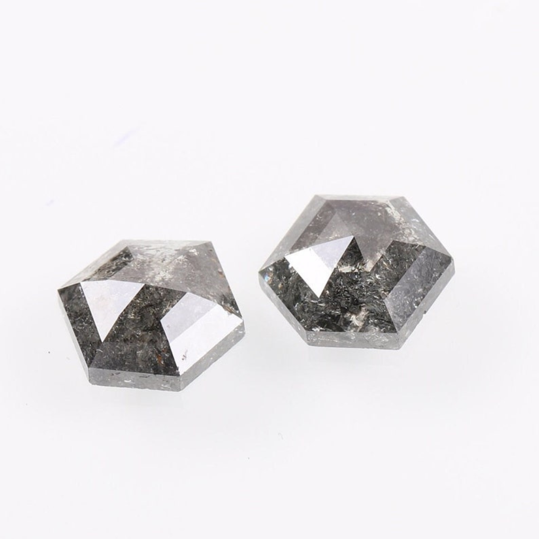 Natural Salt and Pepper 2.70 CT Hexagon Loose Diamond